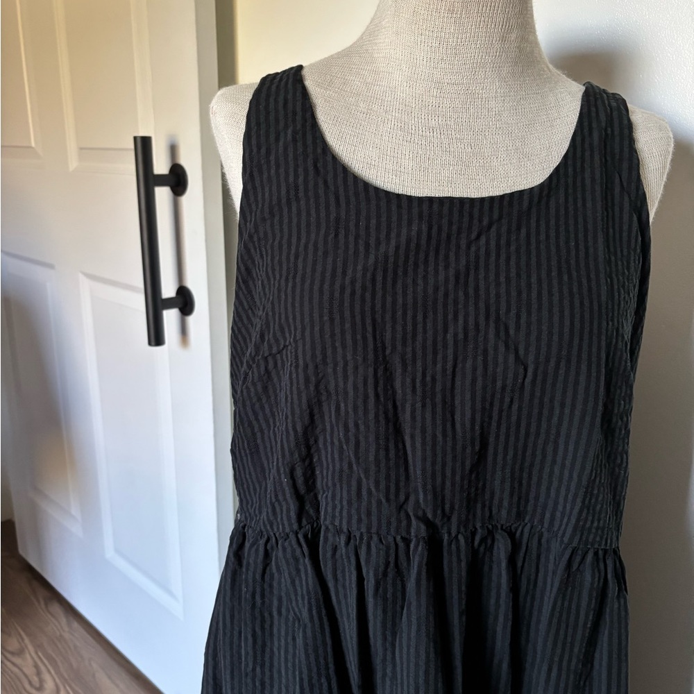J. Jill Black Striped Midi Dress